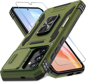 Samsung Galaxy S25 Slide Camera Cover+Screen Protector Rotated Ring Kickstand - Redpepper Cases