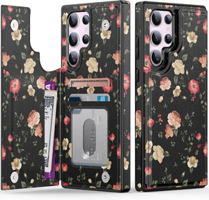 Samsung Galaxy S25 Ultra Flip Folio Leather Kickstand Credit Card Holder Protective Phone Cover - Redpepper Cases