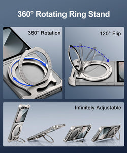 Samsung Galaxy Z Flip 6 360°Rotatable Stand Holder Minimalist Slim Hard Bumper Thin Phone Case - Redpepper Cases
