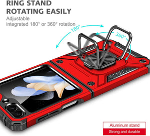 Samsung Galaxy Z Flip 6 5G Tempered Glass Screen Protector with 360 Ring Holder Stand - Redpepper Cases