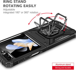 Samsung Galaxy Z Flip 6 5G Tempered Glass Screen Protector with 360 Ring Holder Stand - Redpepper Cases