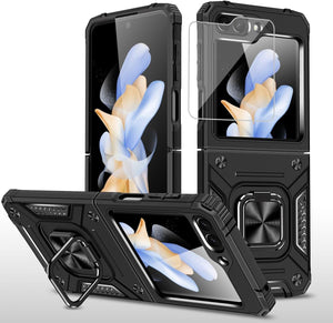 Samsung Galaxy Z Flip 6 5G Tempered Glass Screen Protector with 360 Ring Holder Stand - Redpepper Cases