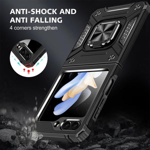 Samsung Galaxy Z Flip 6 5G Tempered Glass Screen Protector with 360 Ring Holder Stand - Redpepper Cases