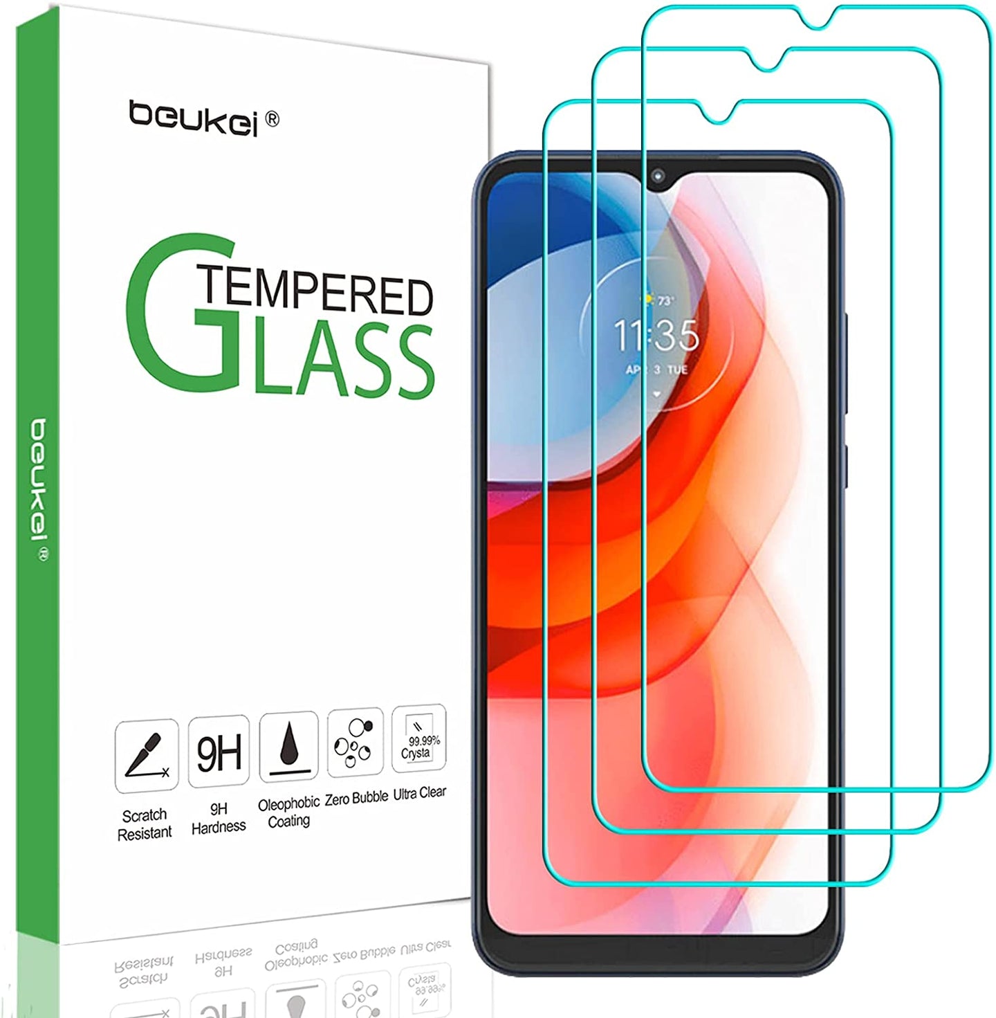 3-Pack Tempered Glass Screen Protector for Motorola Moto G Play - Touch Sensitive, Case Compatible, 9H Hardness - Redpepper Cases