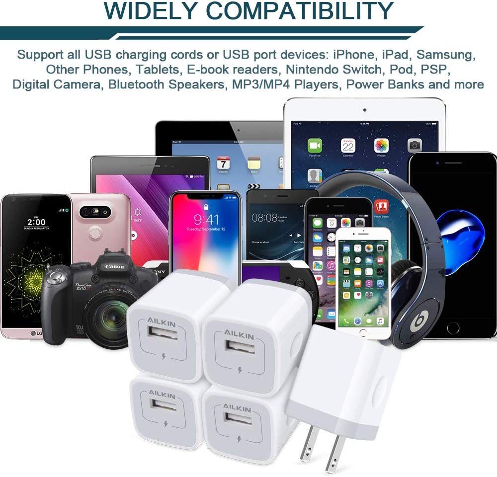 Case Usb Plug AILKIN USB Charger Wall Plug, Fast Charging Outlet AC Power Adapter Bl ...