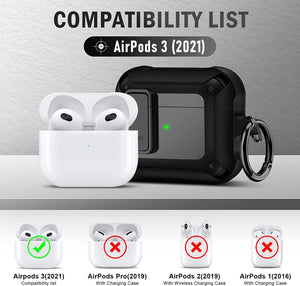 Airpod 3rd Generation Case Secure Lock Clip Case Apple AirPod 3 Case -Black - Redpepper Cases