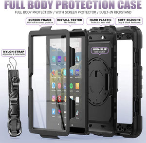 Amazon Fire HD 8 Case Screen Protector Pen Holder Protective Cover - Redpepper Cases
