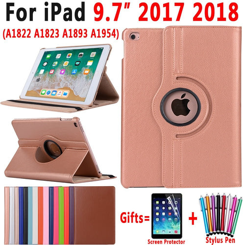 Apple iPad 9.7 Case with 360 Degree Rotating Leather Smart Cover fits 5th/6th Gen - Redpepper Cases