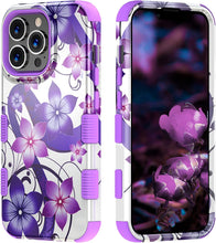 Load image into Gallery viewer, Apple iPhone 13 Pro Max, 6.7 inch, Stylish Cute Triple Layer Proof Case Purple Hibiscus - Redpepper Cases