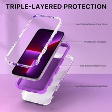 Load image into Gallery viewer, Apple iPhone 13 Pro Max, 6.7 inch, Stylish Cute Triple Layer Proof Case Purple Hibiscus - Redpepper Cases