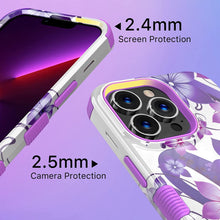 Load image into Gallery viewer, Apple iPhone 13 Pro Max, 6.7 inch, Stylish Cute Triple Layer Proof Case Purple Hibiscus - Redpepper Cases
