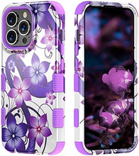 Load image into Gallery viewer, Apple iPhone 13 Pro Max, 6.7 inch, Stylish Cute Triple Layer Proof Case Purple Hibiscus - Redpepper Cases