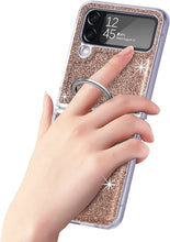 Load image into Gallery viewer, Case Ring Samsung Galaxy Z Flip 4 Luxury Glitter Shiny PU Leather Gold - Redpepper Cases