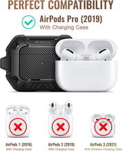 Load image into Gallery viewer, Compatible AirPods Pro Case, Secure Lock Clip Full Body Shockproof - Black - Redpepper Cases