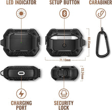 Load image into Gallery viewer, Compatible AirPods Pro Case, Secure Lock Clip Full Body Shockproof - Black - Redpepper Cases