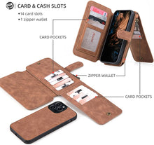 Load image into Gallery viewer, Compatible iPhone 13 Pro Max Leather Wallet Case Brown, iPhone 13 Pro Max - Redpepper Cases