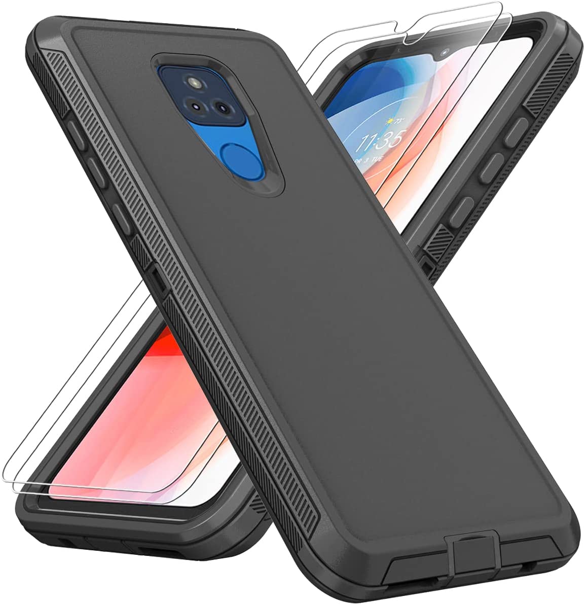 Compatible Moto G Play Case HD Screen Protector (2 Pack) 3 in 1 Durable Case - Redpepper Cases