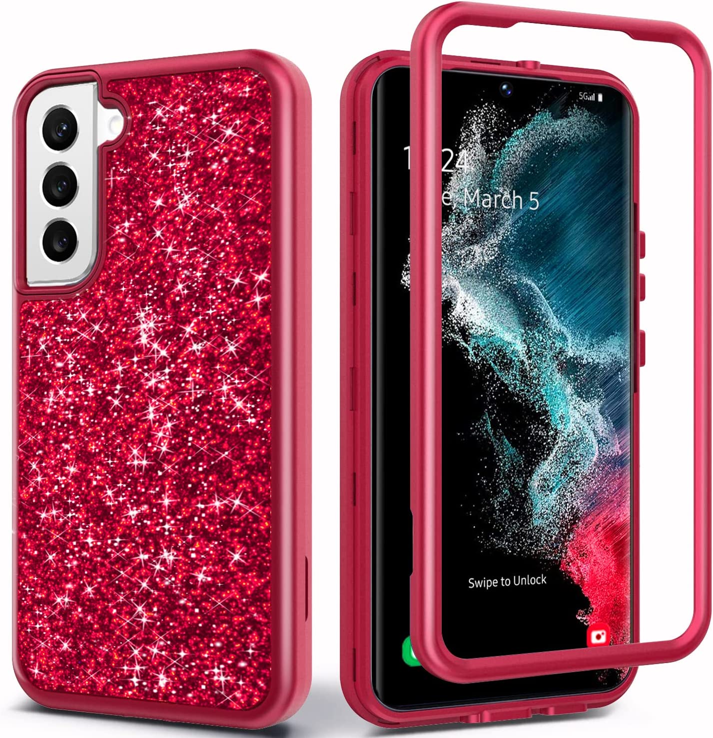 Coolwee Crystal Glitter Galaxy S22 Plus Heavy Full Protective Case - Redpepper Cases