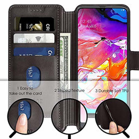 ykooe Case for Samsung Galaxy A70, Leather Wallet Flip Case Samsung A70 Phone Case with Card Slots Protective Cover for Samsung Galaxy A70 - Redpepper Cases