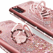 Load image into Gallery viewer, Silverback Galaxy A70 Case, Moving Liquid Holographic Sparkle Glitter Case with Kickstand, Bling Diamond Rhinestone Bumper W/Ring Slim Protective Samsung Galaxy A70 Case for Girls Women -Rose Gold - Redpepper Cases