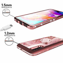 Load image into Gallery viewer, Silverback Galaxy A70 Case, Moving Liquid Holographic Sparkle Glitter Case with Kickstand, Bling Diamond Rhinestone Bumper W/Ring Slim Protective Samsung Galaxy A70 Case for Girls Women -Rose Gold - Redpepper Cases