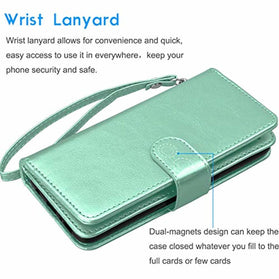 Galaxy A70 Case, Galaxy A70 Wallet Case, Luxury Cash Credit Card Slots Holder Carrying Folio Flip PU Leather Cover [Detachable Magnetic Hard Case] & Kickstand Compatible Samsung Galaxy A70 [Turquoise] - Redpepper Cases