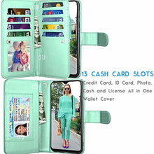 Load image into Gallery viewer, Galaxy A70 Case, Galaxy A70 Wallet Case, Luxury Cash Credit Card Slots Holder Carrying Folio Flip PU Leather Cover [Detachable Magnetic Hard Case] &amp; Kickstand Compatible Samsung Galaxy A70 [Turquoise] - Redpepper Cases