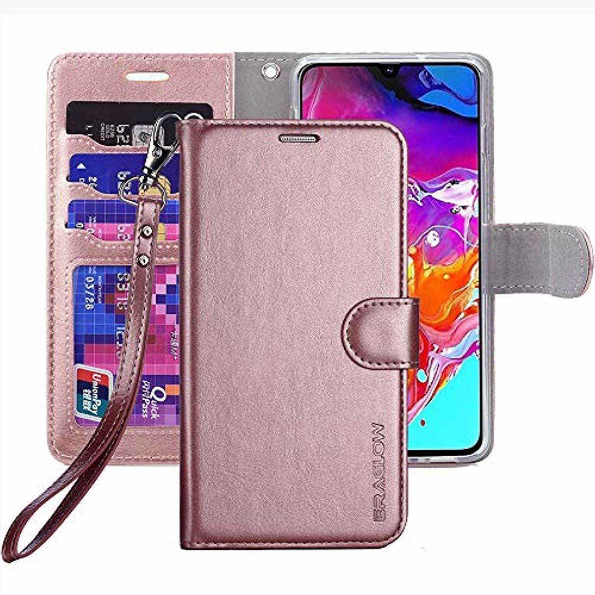 ERAGLOW Galaxy A70 Case,Galaxy A70 Wallet Case,Premium PU Leather Wallet Flip Protective Phone Case Cover w/Card Slots & Kickstand for Samsung Galaxy A70 2019(Rose Gold) - Redpepper Cases