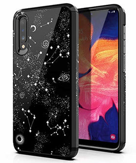 PBRO Galaxy A70 Case Cute Universe Constellation Case Dual Layer Soft Silicone & Hard Back Cover Heavy Duty PC+TPU Protective Shockproof Case for Samsung Galaxy A70(2019)-Black - Redpepper Cases