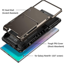 Load image into Gallery viewer, Galaxy Note 10+ 10 Plus Case Wallet 4-Slot Pocket Armor Hard Shell Cover Metal - Redpepper Cases