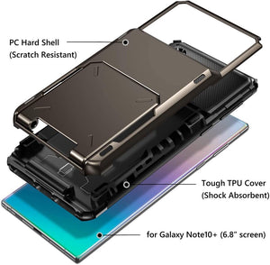 Galaxy Note 10+ 10 Plus Case Wallet 4-Slot Pocket Armor Hard Shell Cover Metal - Redpepper Cases