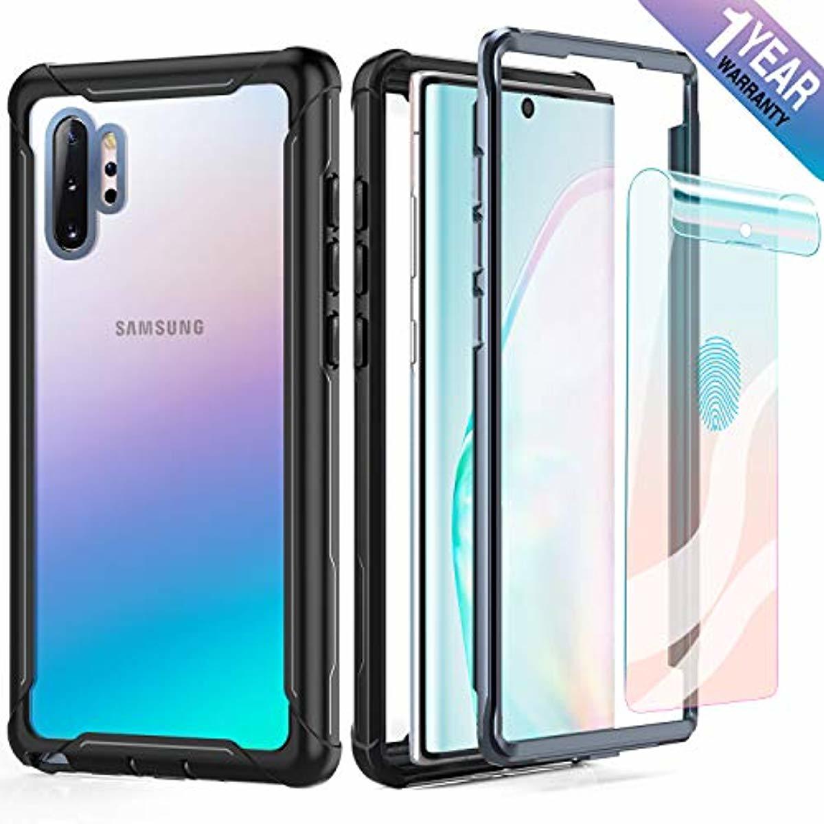 FITFORT Samsung Galaxy Note 10 Plus Case Full Body Rugged Heavy Duty Clear Bumper Case with Free Screen Protector, Shock Drop Proof Protective Case Compatible with Galaxy Note 10+ Plus (2019) - Redpepper Cases