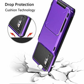 Vofolen Case for Galaxy Note 10+ 10 Plus Case Wallet 4-Slot Pocket ID Card Holder Scratch Resistant Dual Layer Protective Bumper Rubber Armor Hard Shell Cover for Samsung Galaxy Note 10 Plus Purple - Redpepper Cases