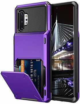 Vofolen Case for Galaxy Note 10+ 10 Plus Case Wallet 4-Slot Pocket ID Card Holder Scratch Resistant Dual Layer Protective Bumper Rubber Armor Hard Shell Cover for Samsung Galaxy Note 10 Plus Purple - Redpepper Cases