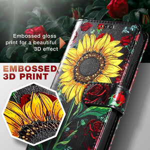 Galaxy Note 20 Ultra 5G Wallet Case Card Slots Girls - Rose Flower/Sunflower - Redpepper Cases