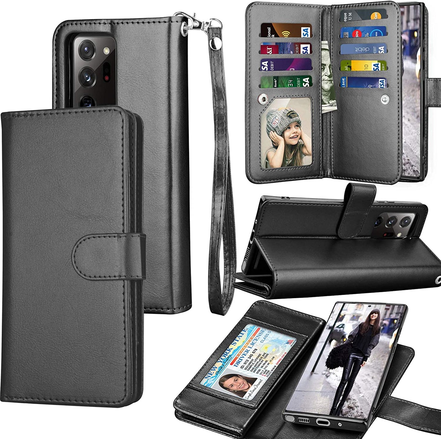 Galaxy Note 20 Ultra 5G Wallet Case Luxury Cash Credit Black - Redpepper Cases