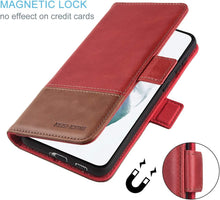 Load image into Gallery viewer, Galaxy S21 Plus Genuine Leather RFID Blocking Wallet Card Slot Flip Magnetic Stand Case - Redpepper Cases