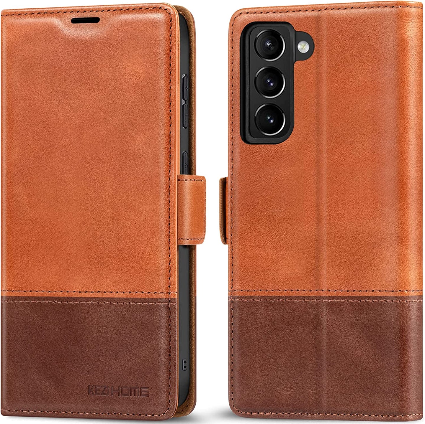 Galaxy S21 Plus Genuine Leather RFID Blocking Wallet Card Slot Flip Magnetic Stand Case - Redpepper Cases