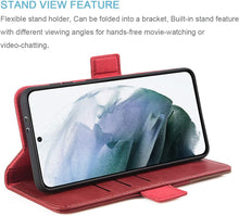 Load image into Gallery viewer, Galaxy S21 Plus Genuine Leather RFID Blocking Wallet Card Slot Flip Magnetic Stand Case - Redpepper Cases