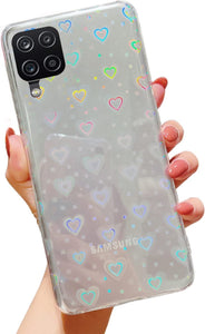 Galaxy S21 Plus Love Heart Pattern Clear Laser Glitter Bling Heart Soft & Flexible TPU and Hard PC Case - Redpepper Cases