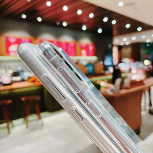 Galaxy S21 Plus Love Heart Pattern Clear Laser Glitter Bling Heart Soft & Flexible TPU and Hard PC Case - Redpepper Cases