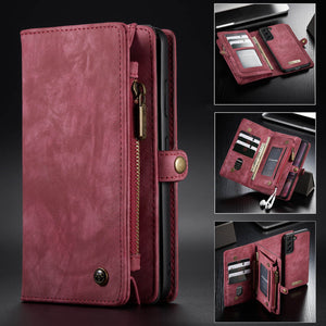 Galaxy S22 Series Wallet Detachable Retro Leather Zipper Magnetic Case
