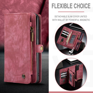 Galaxy S22 Series Wallet Detachable Retro Leather Zipper Magnetic Case