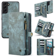 Load image into Gallery viewer, Galaxy S22 Series Wallet Detachable Retro Leather Zipper Magnetic Case