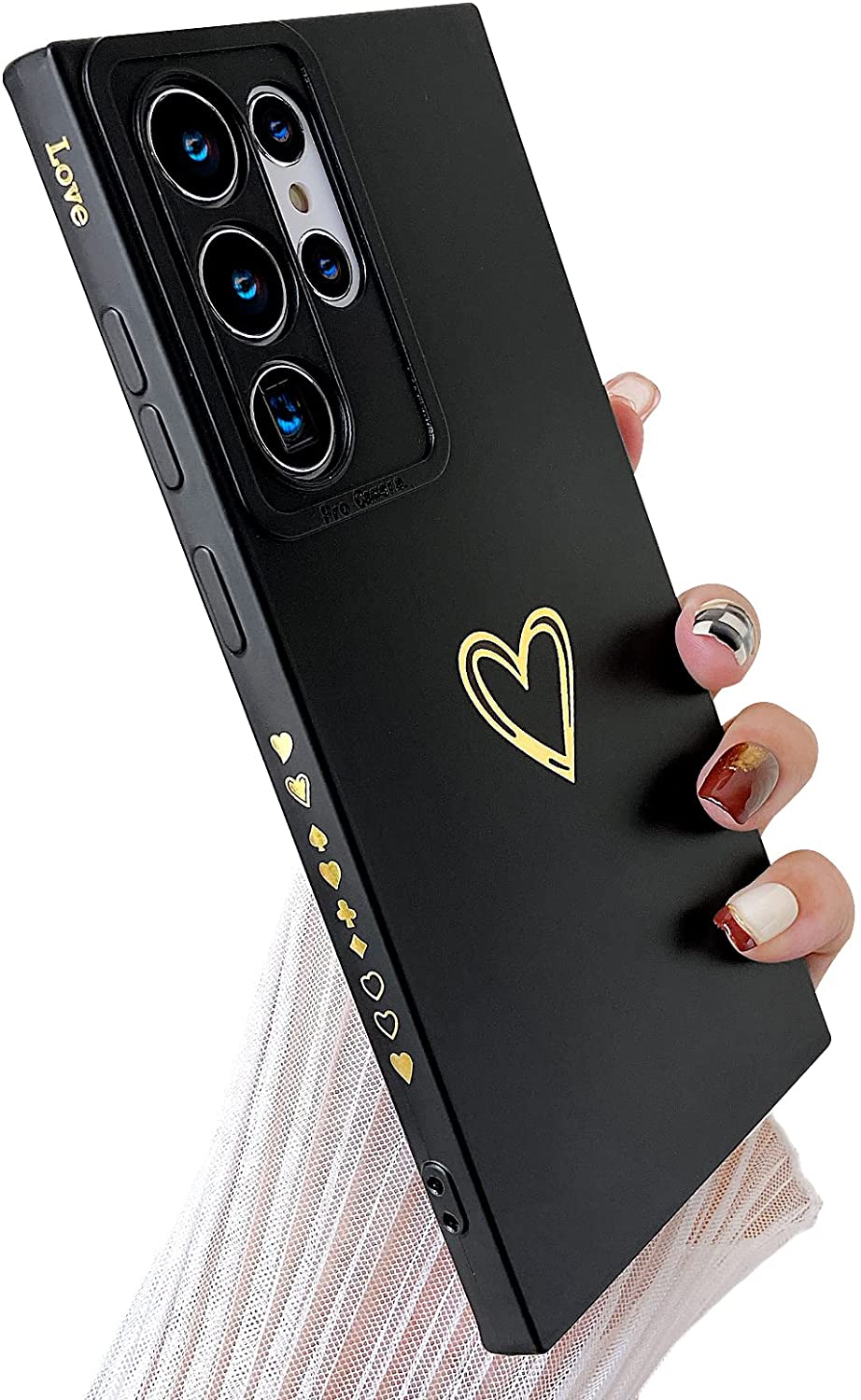 Galaxy S22 Ultra Heart Pattern Soft Liquid Silicone Case - Redpepper Cases