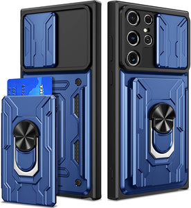 Galaxy S22 Ultra Magnetic Ring Kickstand Wallet Card Case - Redpepper Cases