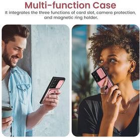 Galaxy S22 Ultra Magnetic Ring Kickstand Wallet Card Case - Redpepper Cases