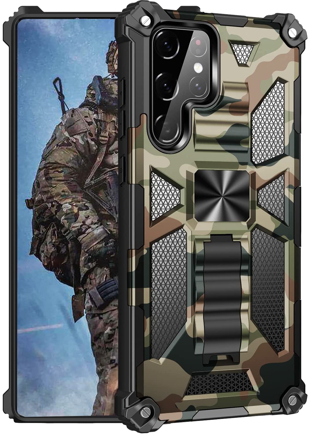Galaxy S22 Ultra Military Grade Shockproof Kickstand Case - Redpepper Cases