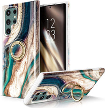 Load image into Gallery viewer, Galaxy S22 Ultra Rotatable with Ring Holder Kickstand Marble Case - Redpepper Cases