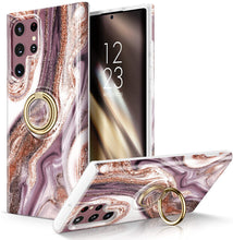Load image into Gallery viewer, Galaxy S22 Ultra Rotatable with Ring Holder Kickstand Marble Case - Redpepper Cases